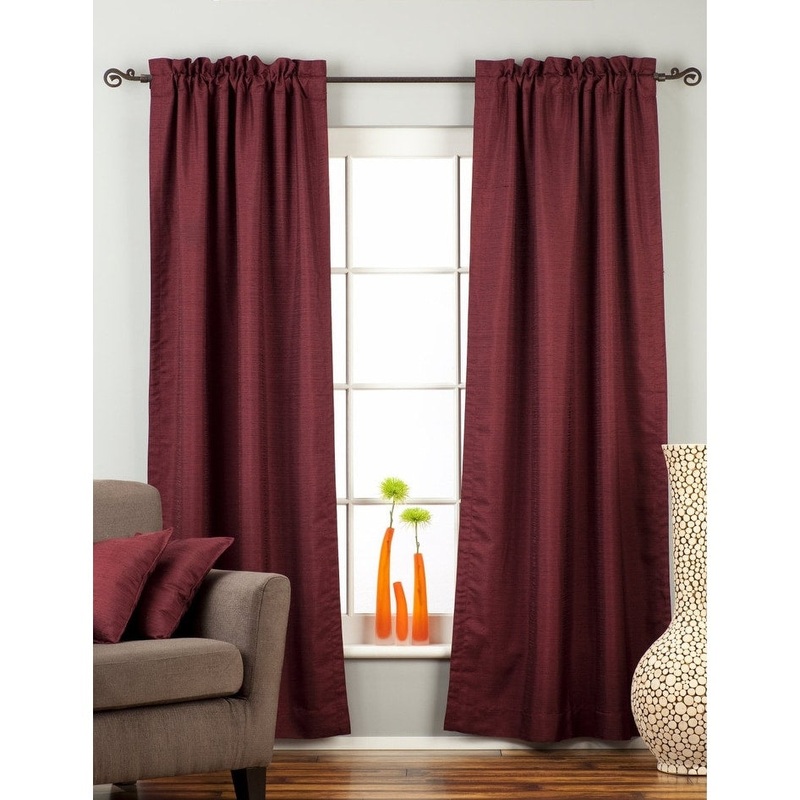 Dark Maroon Rod Pocket Matka Raw Silk Curtain / Drape / Panel - Piece