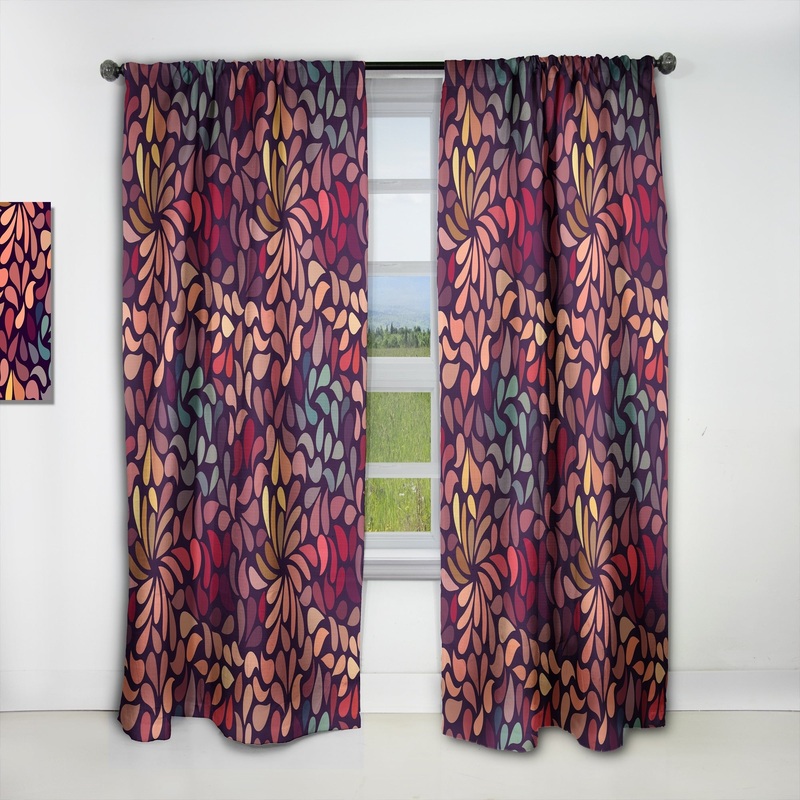 Designart 'Abstract Floral Pattern' Bohemian & Eclectic Blackout Curtain Single Panel