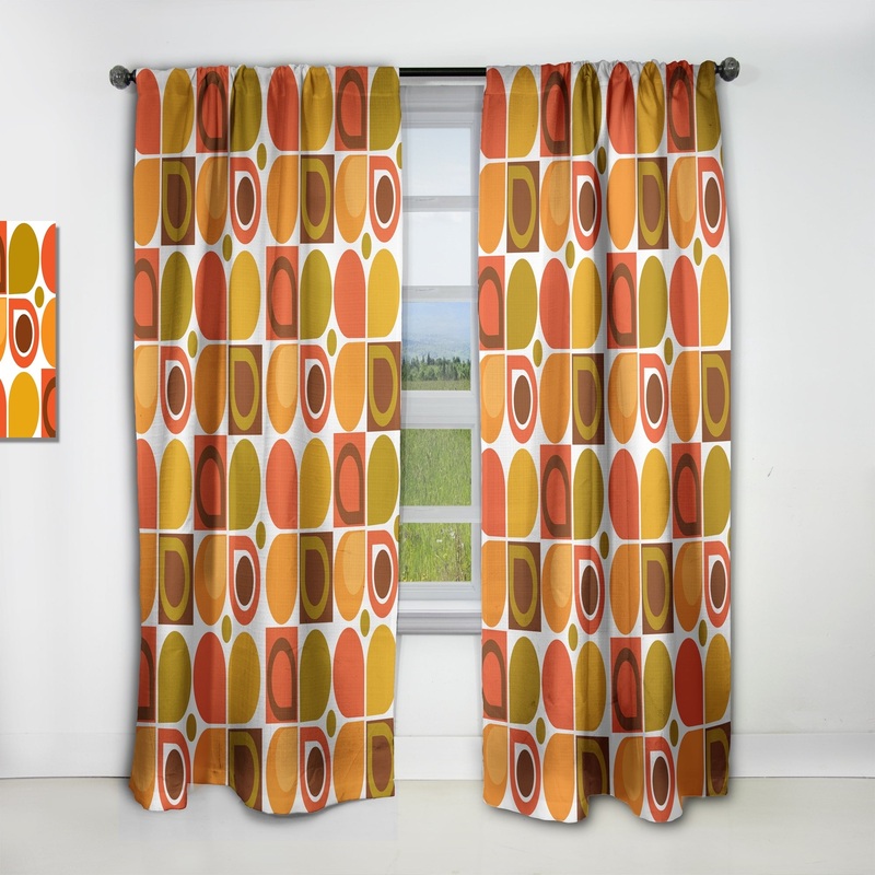 Designart 'Abstract Retro Geometric Pattern VI' Mid-Century Modern Blackout Curtain Single Panel