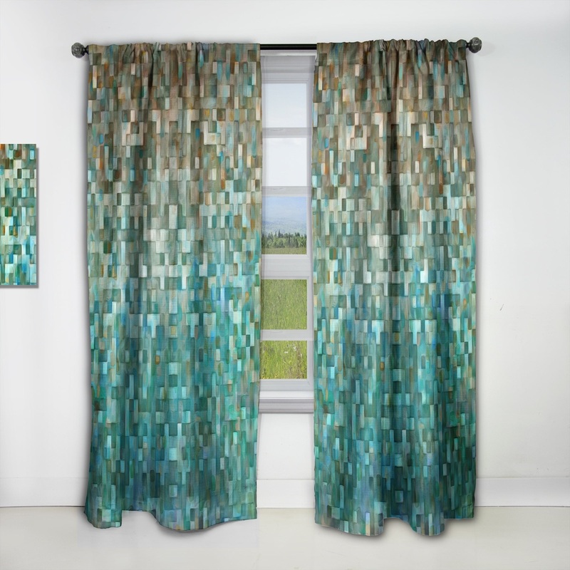 Designart 'Blocked Abstract' Nautical & Coastal Blackout Curtain Single Panel