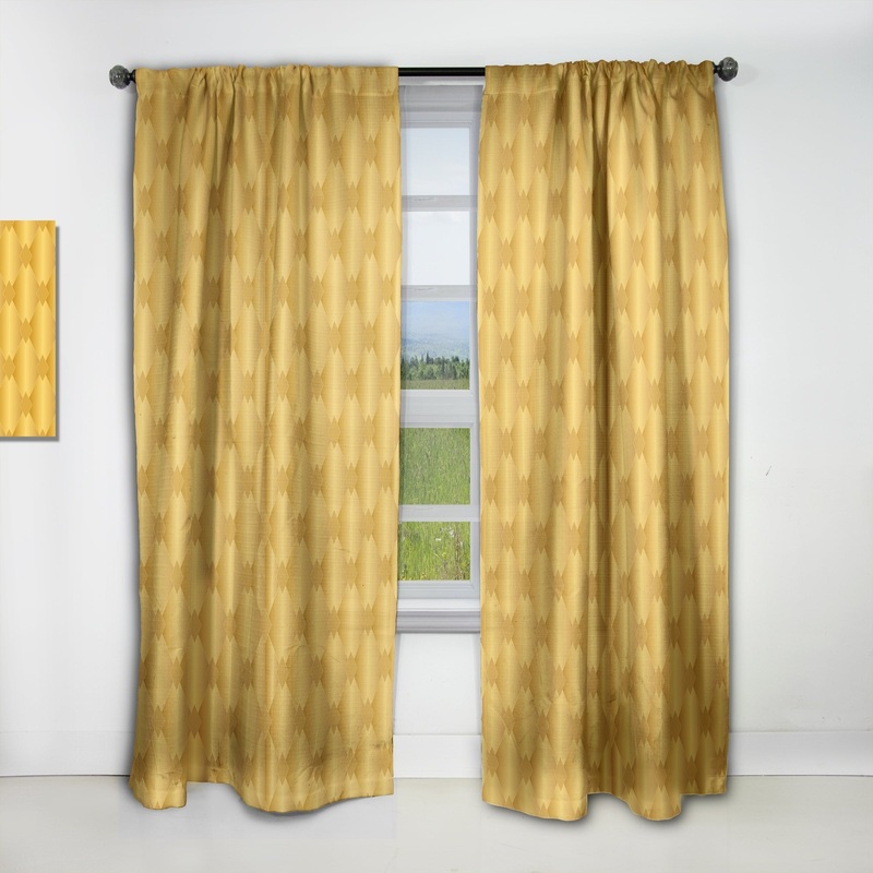 Designart 'Golden Geometric I' Mid-Century Modern Blackout Curtain Single Panel