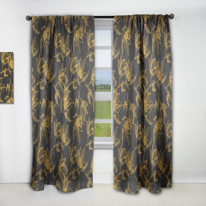 Designart 'Hand Drawn Floral Pattern' Modern Blackout Curtain Single Panel