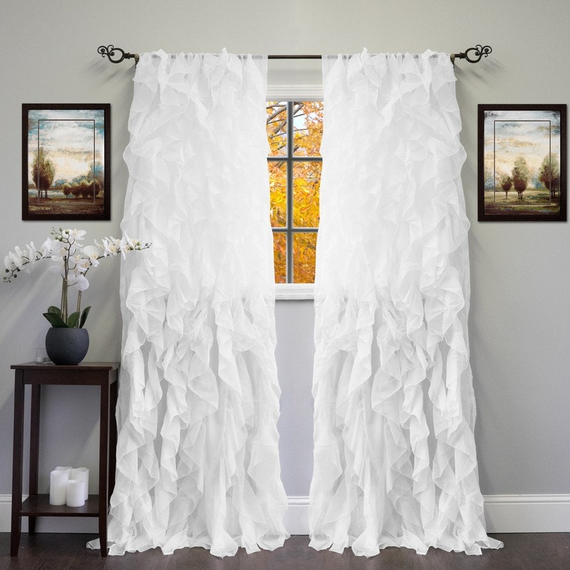 Sheer Voile Ruffled Tier Window Curtain Panel - 50 X 84 - 50 X 84