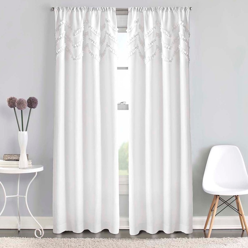 Chevron Ruffle Rod Pocket Curtain Panel