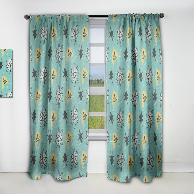 Designart '1950 Retro Pattern I' Mid-Century Modern Blackout Curtain Single Panel