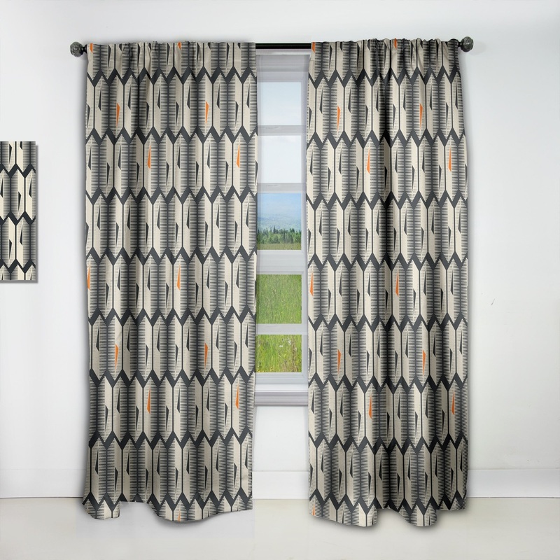 Designart 'Abstract Retro Triangular Geometrics' Mid-Century Modern Blackout Curtain Single Panel