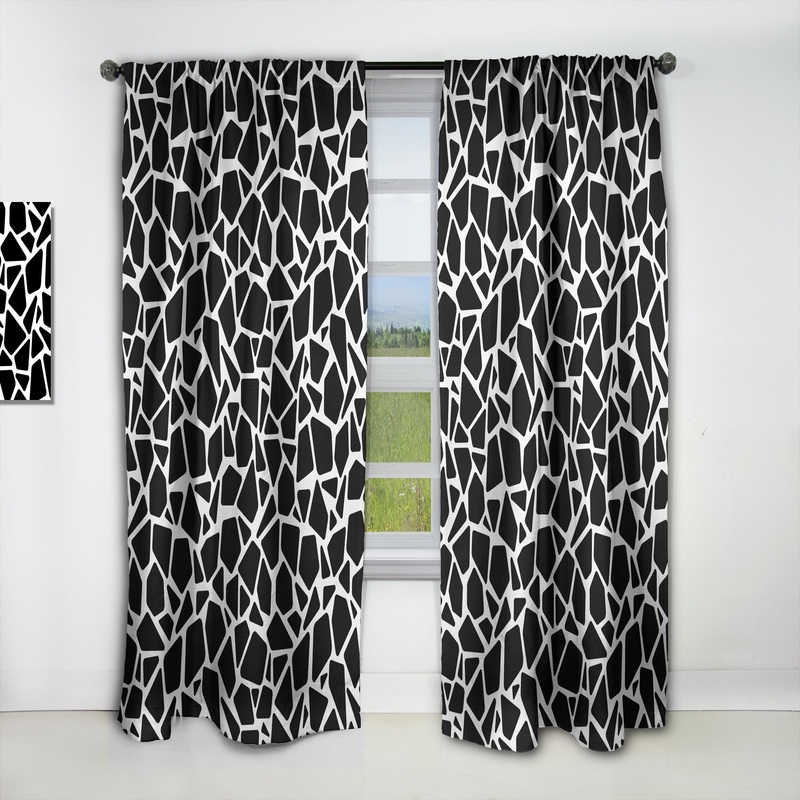 Designart 'Black and White Tiles' Modern Blackout Curtain Single Panel