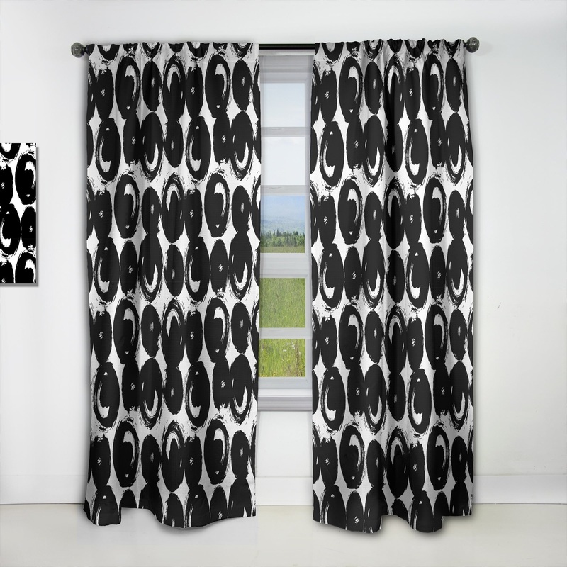 Designart 'Black Circles on White' Modern Blackout Curtain Single Panel