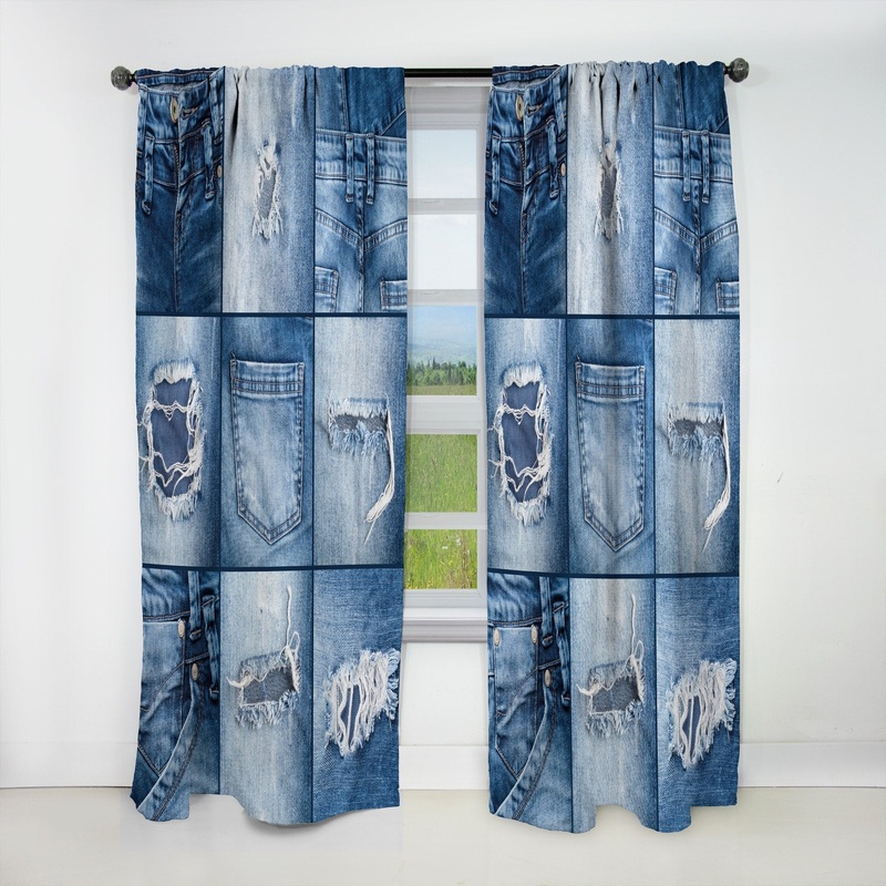 Designart 'Blue Jeans Close-ups' Modern Blackout Curtain Single Panel