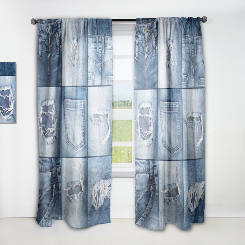 Designart 'Blue Jeans Close-ups' Modern Curtain Single Panel