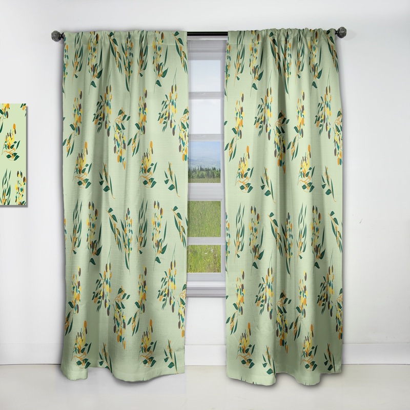 Designart 'Bright Eucalyptus Floral Pattern III' Mid-Century Modern Blackout Curtain Single Panel
