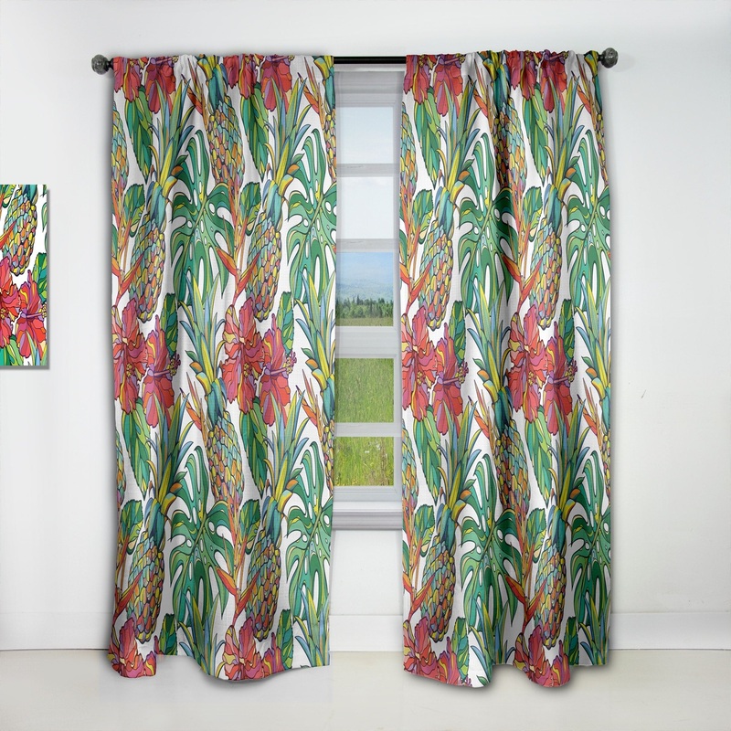 Designart 'Colorful Tropical Pattern' Tropical Blackout Curtain Single Panel