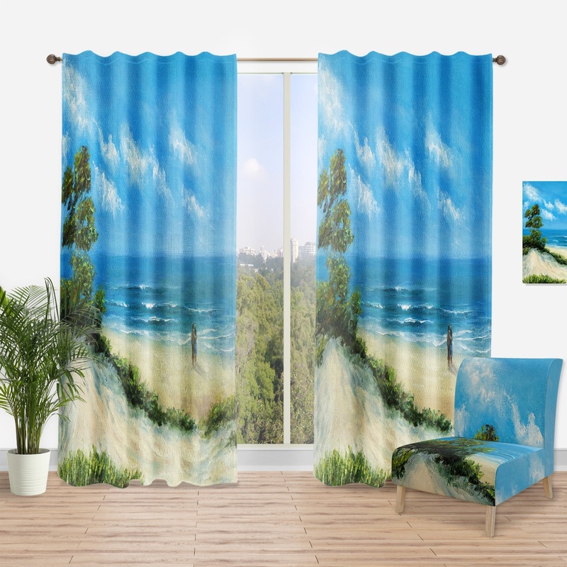 Designart 'Couple At The Beach' Nautical & Coastal Curtain Single Panel