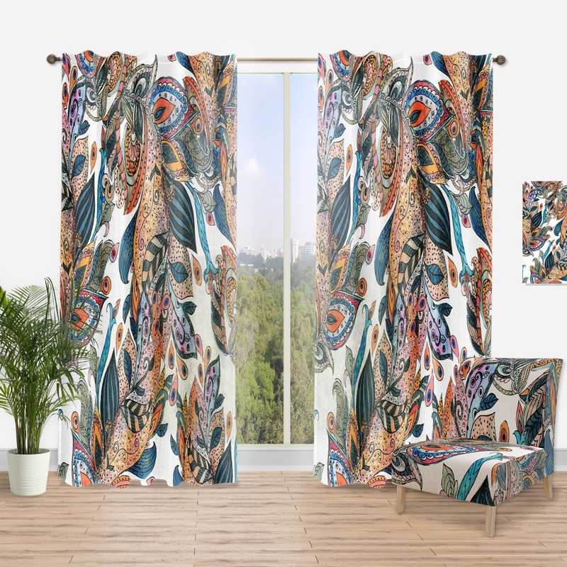 Designart 'Floral Seamless Abstract Texture' Traditional Curtain Single Panel