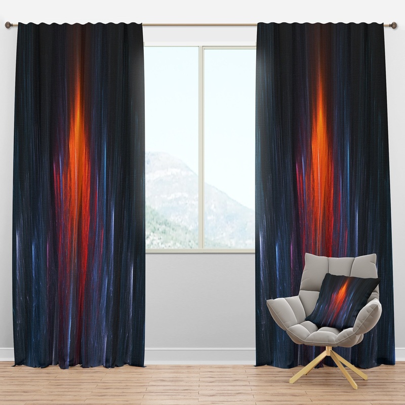 Designart 'Fractal Fire in Light Blue' Contemporary Blackout Curtain Single Panel