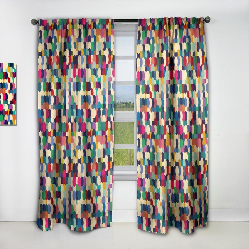 Designart 'Geometric Pattern with Circles' Modern Blackout Curtain Single Panel