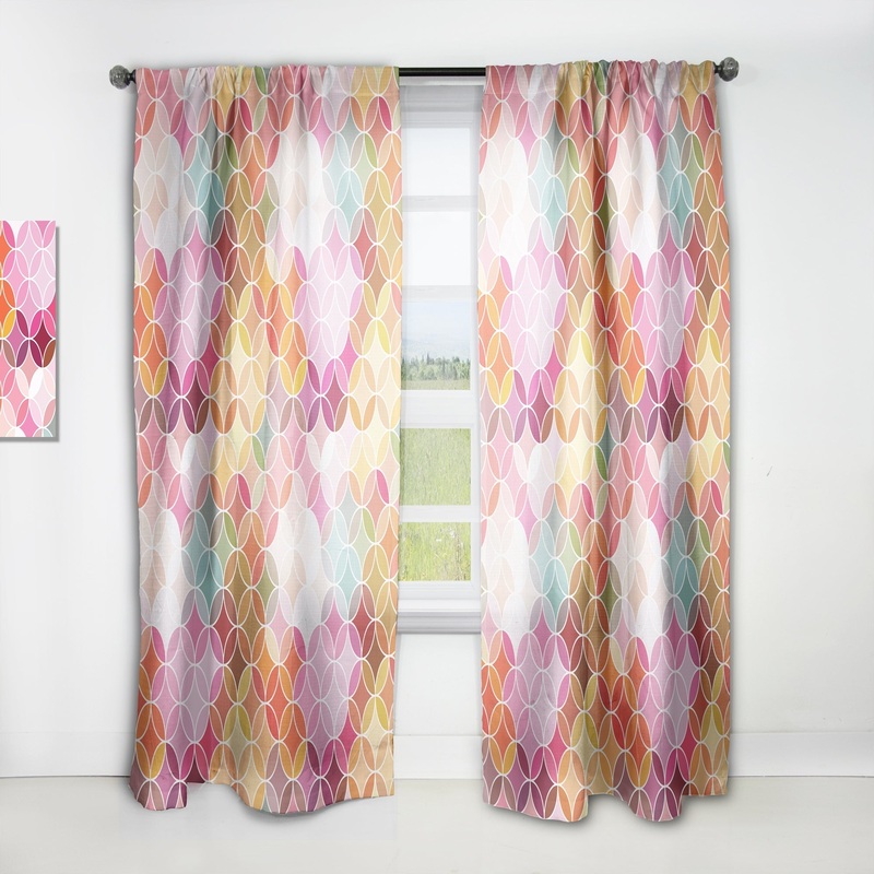 Designart 'Geometrical Retro Design II' Mid-CenturyCurtain Single Panel