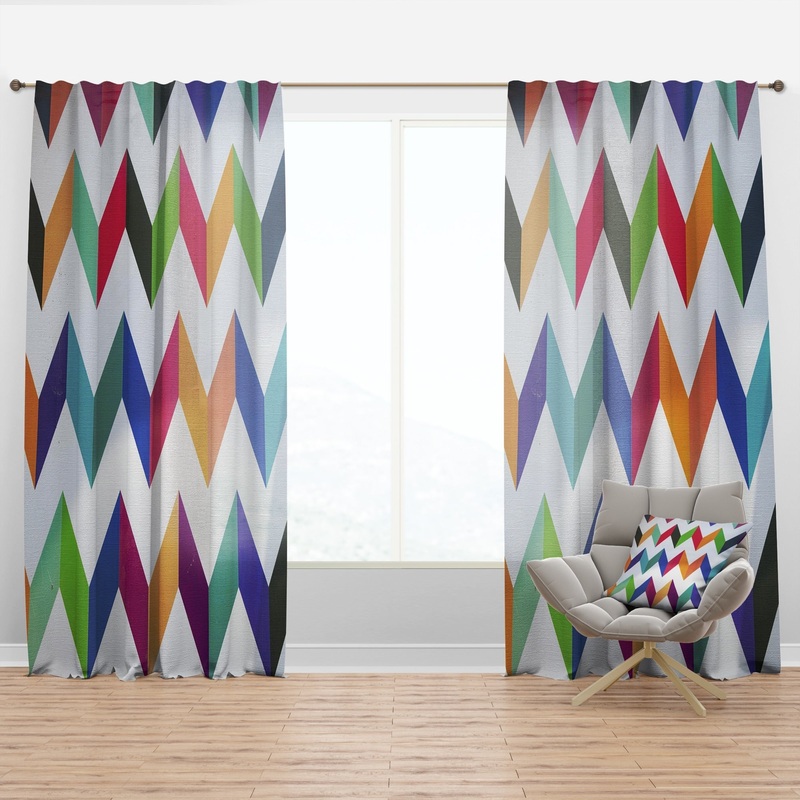 Designart 'Geometrical Retro Design III' Mid-CenturyCurtain Single Panel