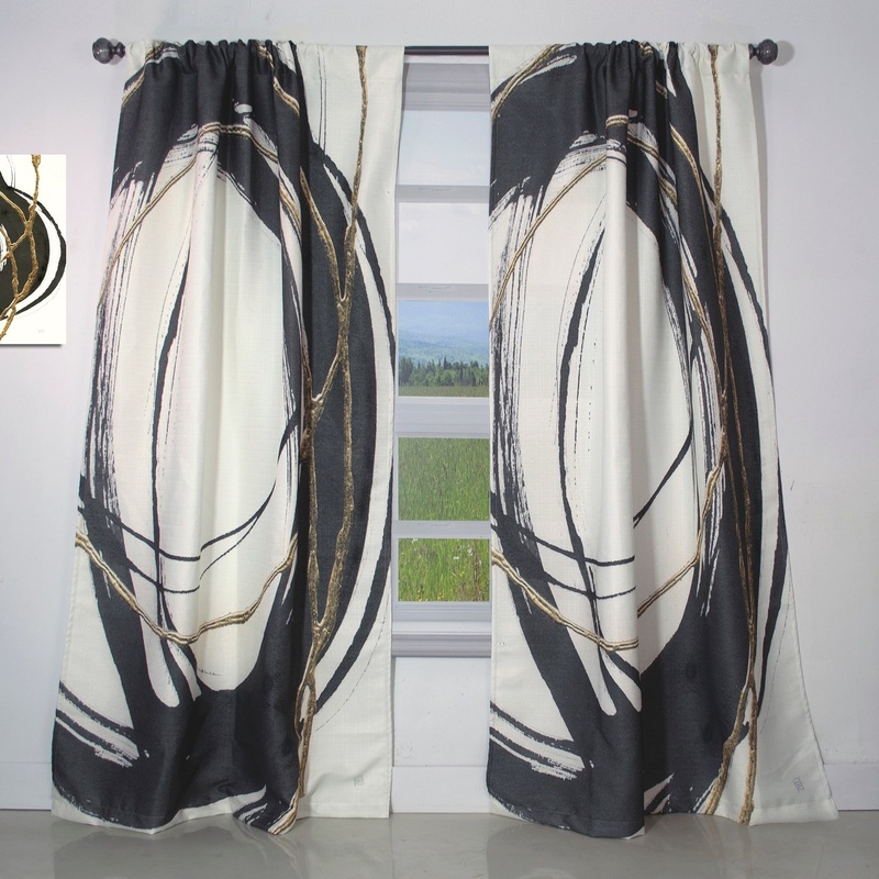 Designart 'Gold Glamour Circle III' Posh & Luxe Curtain Single Panel