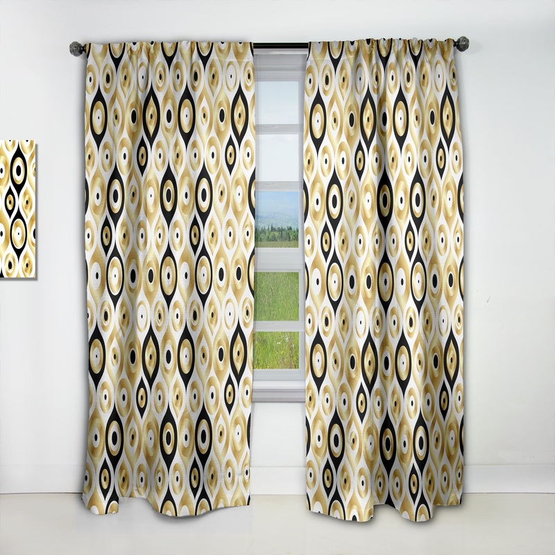 Designart 'Golden Art Deco Luxury Geometrics' Mid-Century Modern Blackout Curtain Single Panel