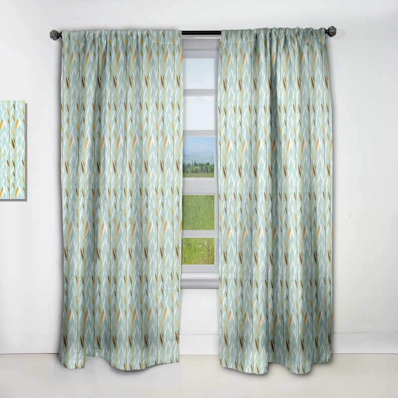 Designart 'Golden Foliage I' Mid-Century Modern Blackout Curtain Single Panel