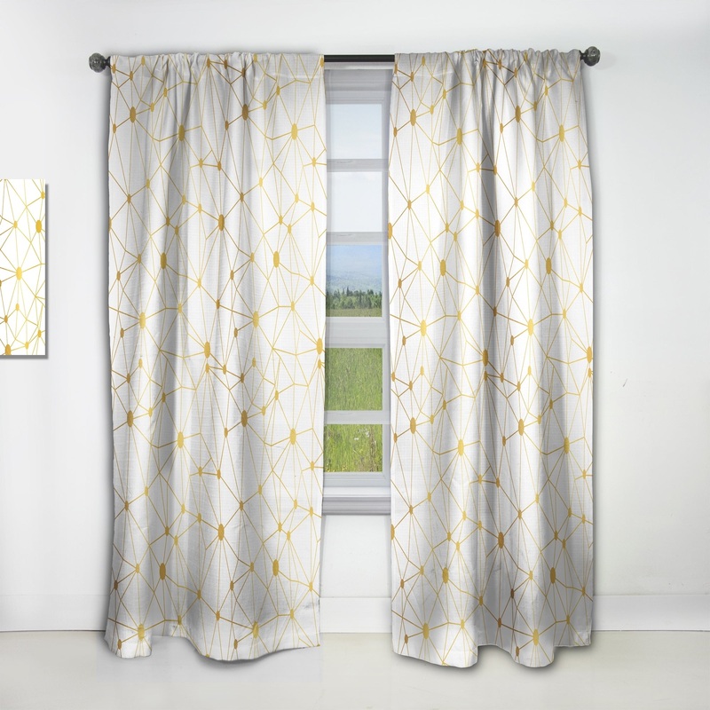 Designart 'Golden Grid I' Mid-CenturyCurtain Single Panel