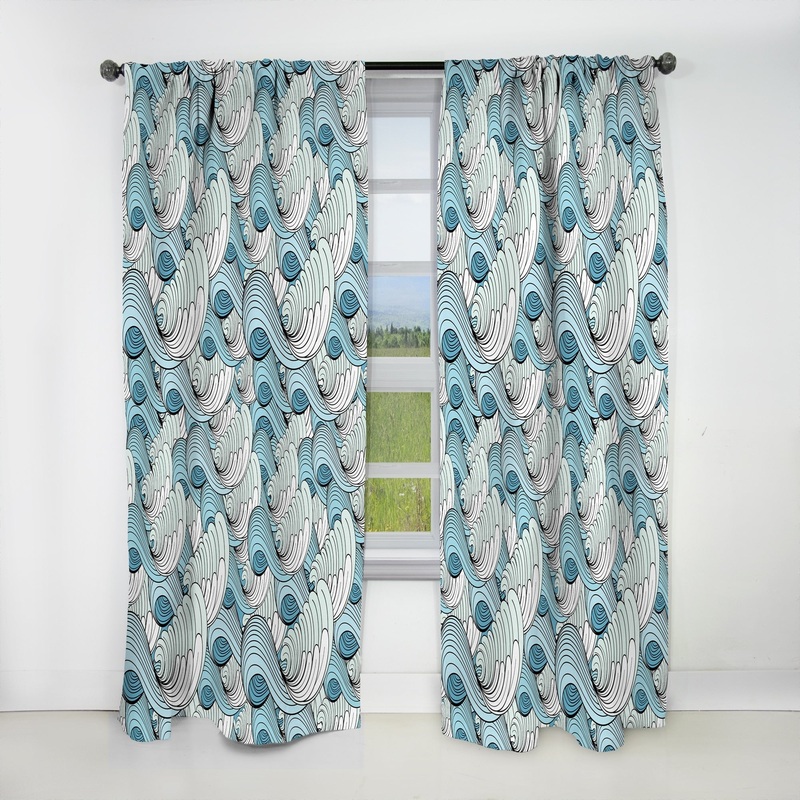 Designart 'Great Wave inspiration' Coastal Blackout Curtain Single Panel