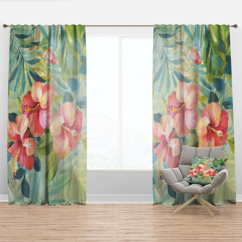 Designart 'Hibiscus Garden III' Traditional Curtain Single Panel