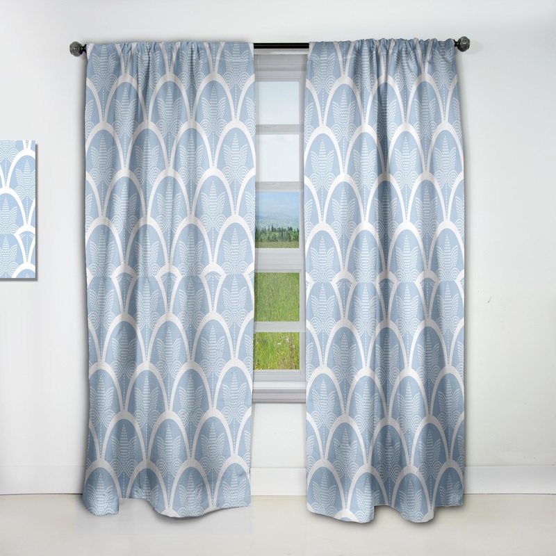 Designart 'Japanese style Half-circle pattern' Mid-Century Modern Blackout Curtain Single Panel