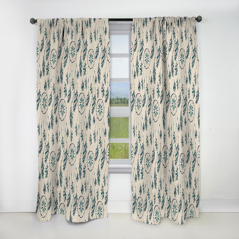 Designart 'Pattern with Indian-American Dream Catcher' Southwestern Blackout Curtain Single Panel
