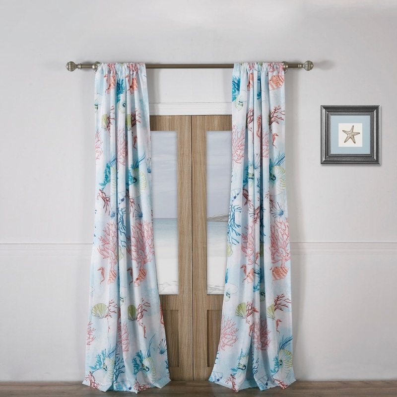 Barefoot Bungalow Sarasota Coastal Curtain Panels (Set of 2) with Tiebacks
