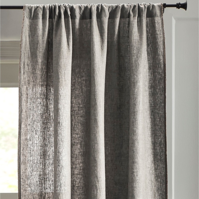 Bricen Grey Chambray Linen Curtain Panel