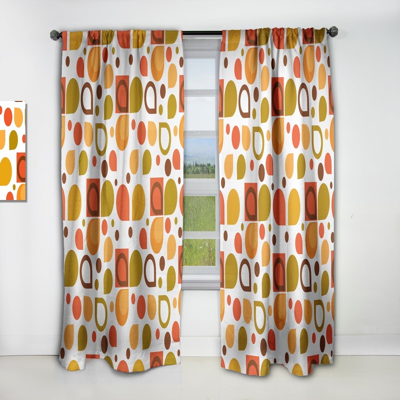 Designart 'Abstract Retro Geometric I' Mid-Century Modern Blackout Curtain Single Panel