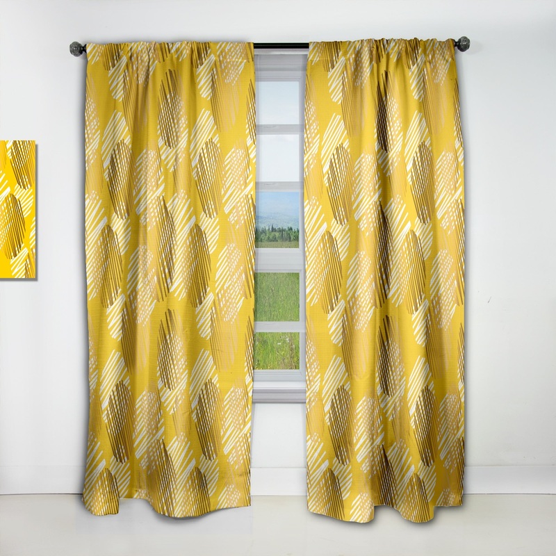 Designart 'Abstract Retro Geometric III' Mid-Century Modern Blackout Curtain Single Panel