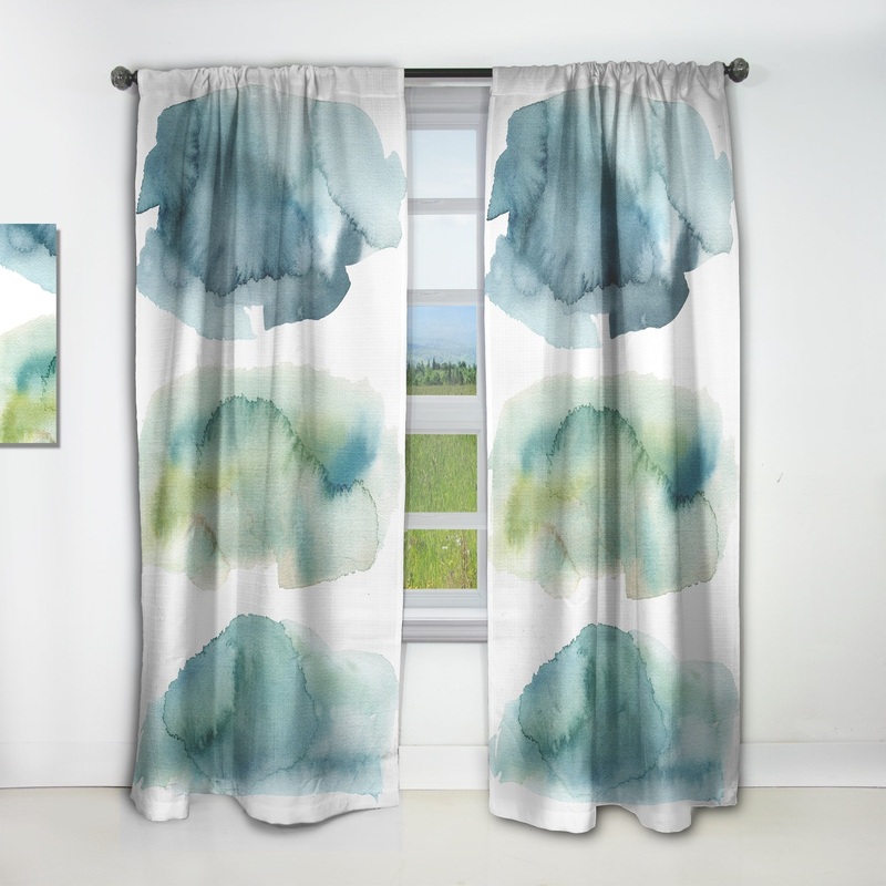 Designart 'Blue and Green Clouds I' Modern Curtain Single Panel
