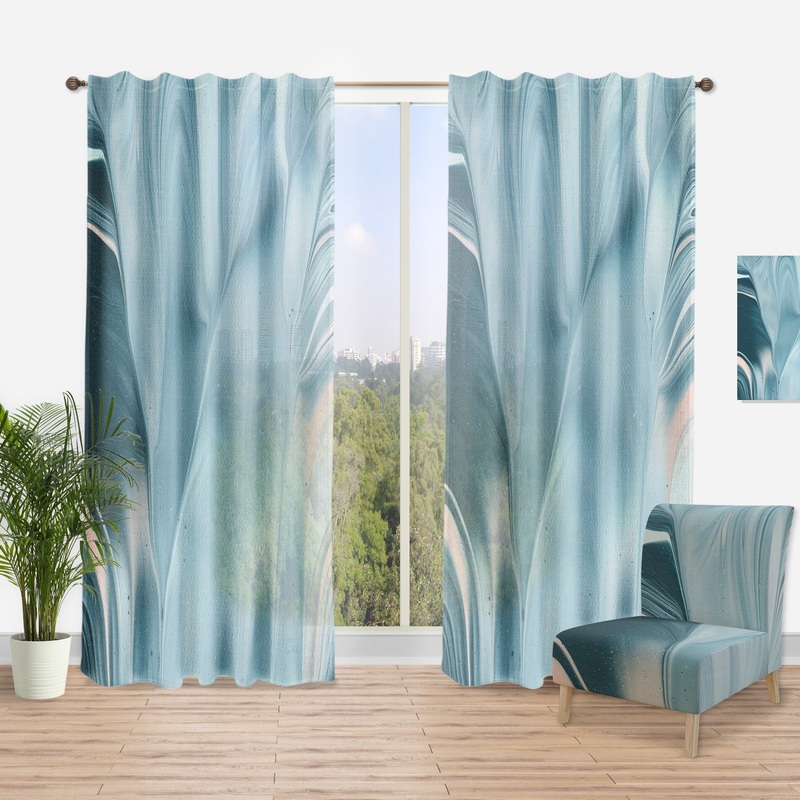 Designart 'Blue Modern Water I' Modern Curtain Single Panel