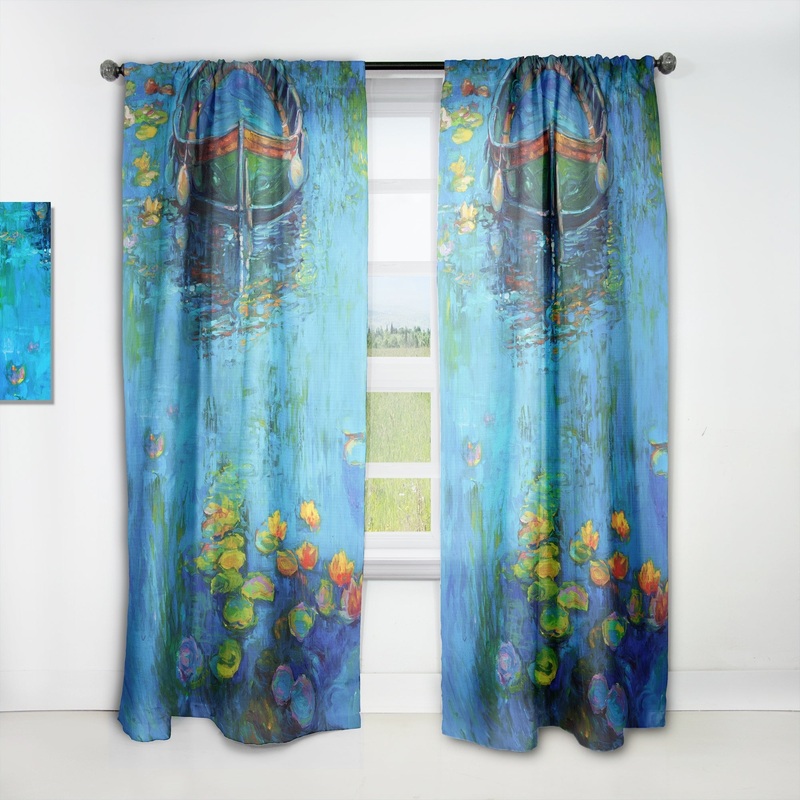 Designart 'Boat In Lake' Nautical & Coastal Curtain Single Panel