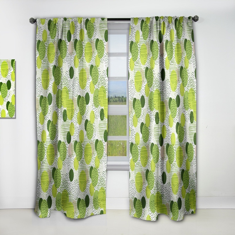 Designart 'Circular Abstract Retro Geometric X' Mid-Century Modern Blackout Curtain Single Panel
