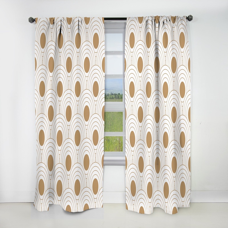 Designart 'Circular Retro Design' Mid-Century Modern Blackout Curtain Single Panel