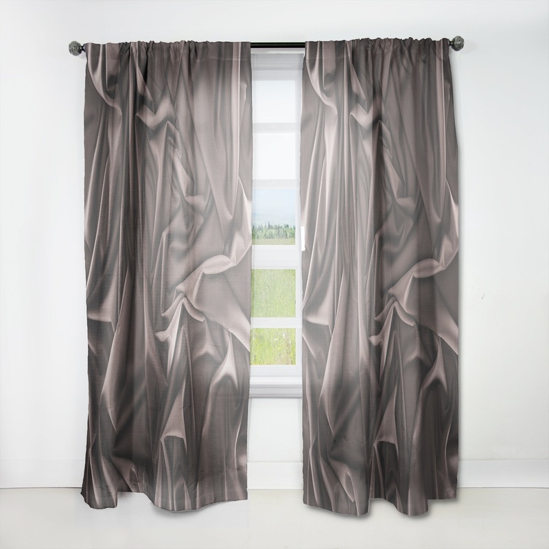 Designart 'Folded Dark Silk Waves' Modern Curtain Single Panel