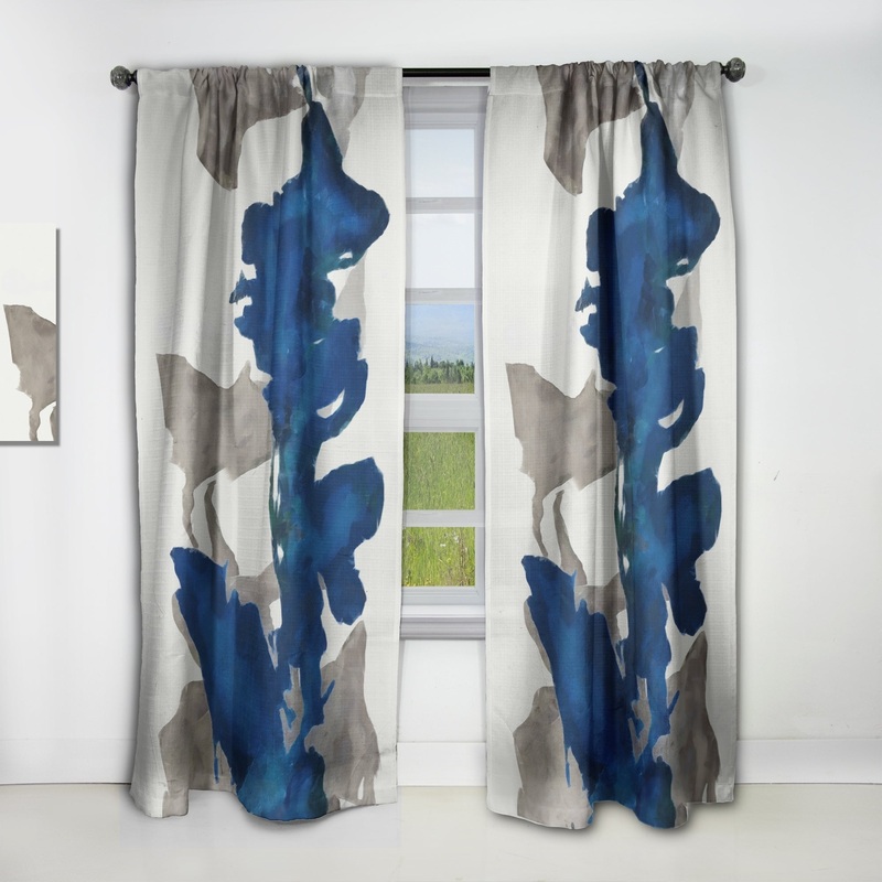 Designart 'Gouache Sapphire on Gray VI' Modern Blackout Curtain Single Panel