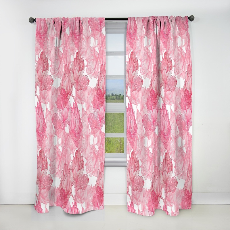Designart 'Hand Drawn Red Flowers' Floral Blackout Curtain Single Panel