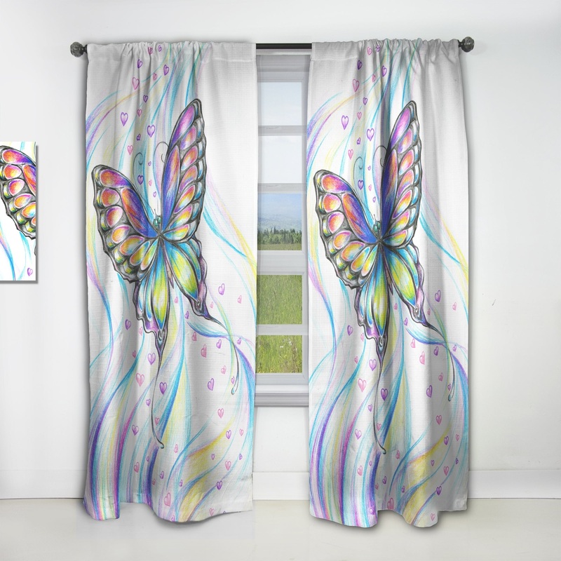 Designart 'Iridiscent Butterfly' Traditional Curtain Single Panel