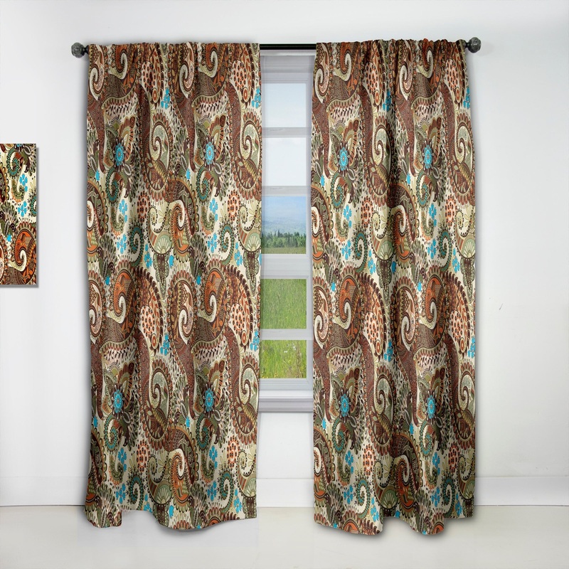 Designart 'Paisley Pattern with Fantasy' Vintage Blackout Curtain Single Panel