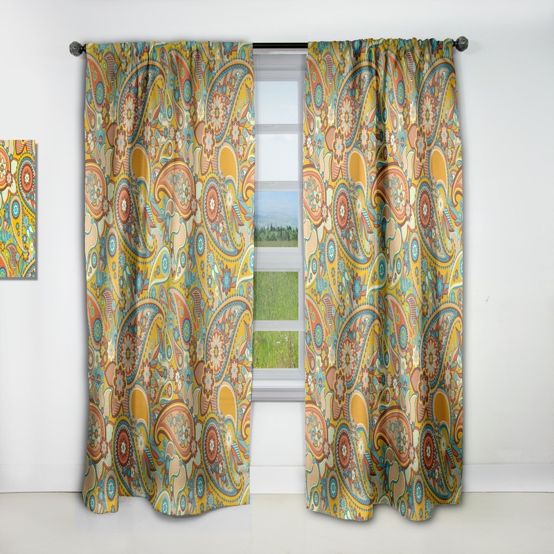 Designart 'Pattern Paisley' Vintage Blackout Curtain Single Panel