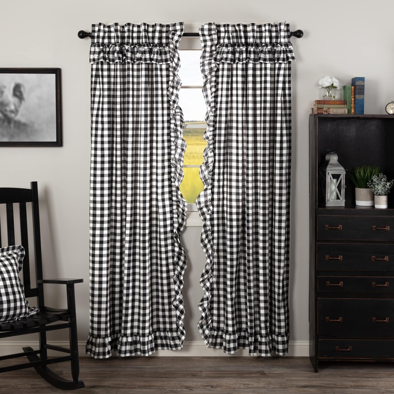 Annie Buffalo Check Ruffled Panel Set - Panel 84x40 - Panel 84x40