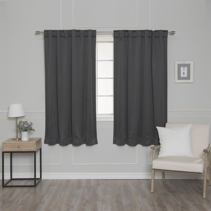 Aurora Home Rod Pocket Heather Blackout Curtain Panel Pair
