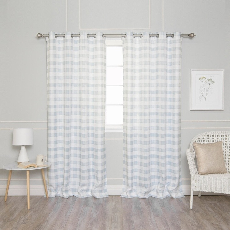Aurora Home Watercolor Check Privacy Curtain Panel Pair