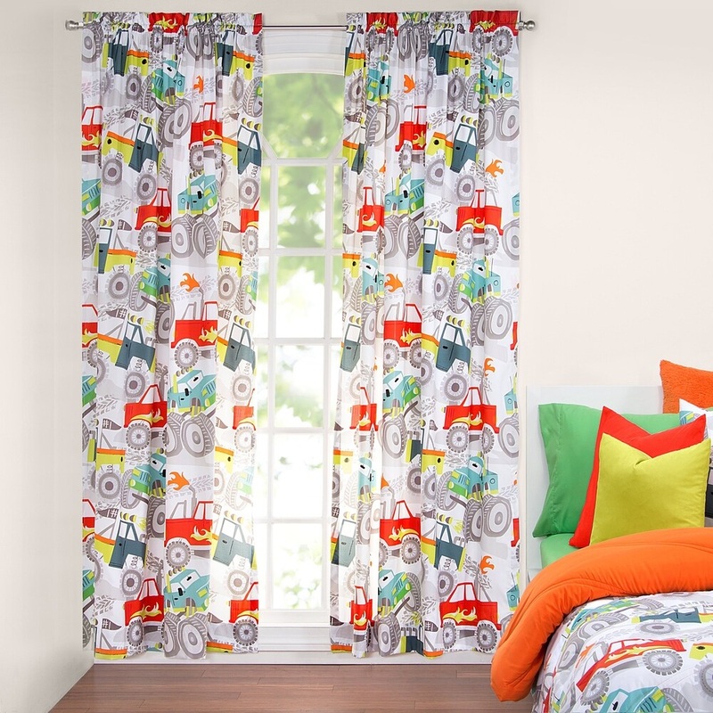 Crayola Four Wheelin' 84 Inch Monster Truck Single Rod Pocket Curtain Panel