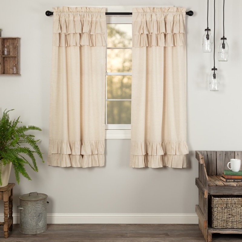 Simple Life Flax Ruffled Short Panel Set - Short Panel 63x36 - Short Panel 63x36